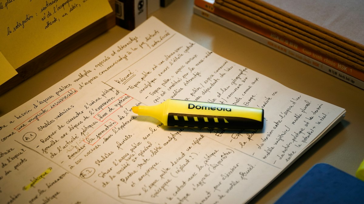 Highlighter on notes used to match your experience to an occupation